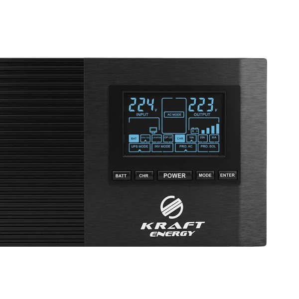 Інвертор Kraft KRF-AVR800VA/640W-12V з правильною синусоїдою під зовнішній акумулятор