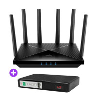 Комплект безперебійного зв'язку: WiFi 7 Mesh-маршрутизатор Cudy WR6500H + Mini UPS SKE POE-432N 8800mAh 5V/9V/12V/15V/24V/PoE