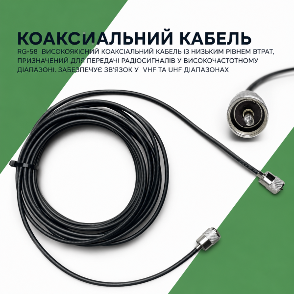 Антенна ПАУК 10 м кабеля RG58 с кольцом заземления для Motorola серии DP Черный (Black)