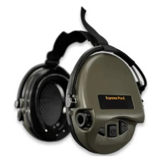 Наушники активные тактические шумоподавляющие Supreme Pro X с задним держателем под шлем Оливковый (Ranger Green)