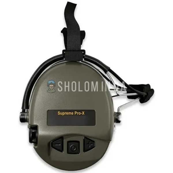 Наушники активные тактические шумоподавляющие Supreme Pro X с задним держателем под шлем Оливковый (Ranger Green)