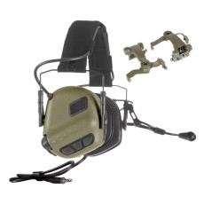 Активные защитные наушники EARMOR M32X-FG PLUS с гарнитурой и креплением на шлем Оливковый (Ranger Green)