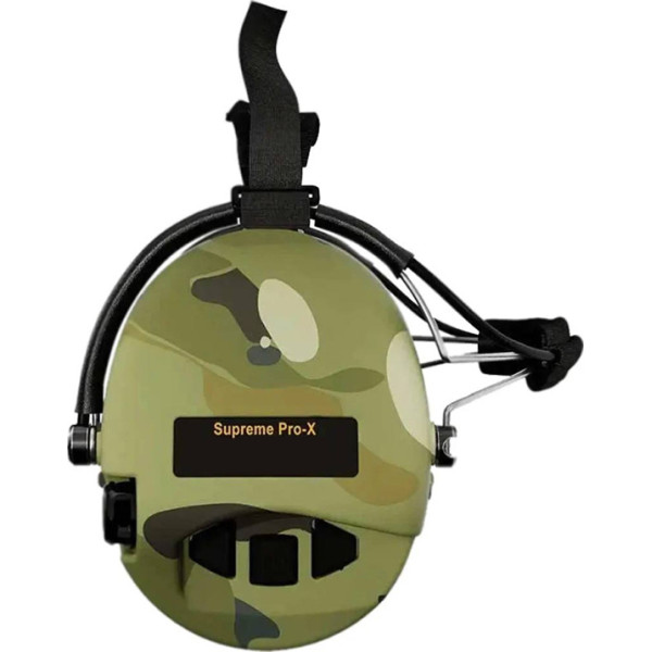 Наушники активные тактические шумоподавляющие Supreme PRO-X с задним держателем под шлем Мультикам (Multicam)