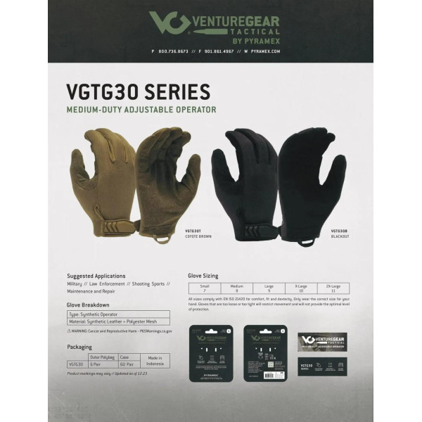 Тактичні рукавички Venture Gear Tactical VGTG30 Medium-Duty Operator Койот (Coyote)
