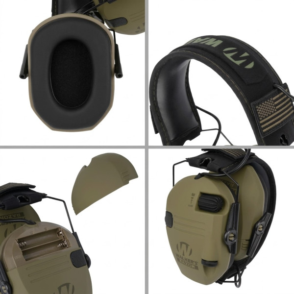 Навушники тактичні шумоподавлюючі WALKER'S Razor Slim Оливковий (Ranger Green)