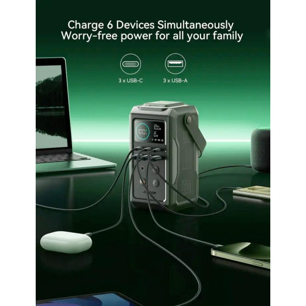 Повербанк JOYROOM PD100W 75000mAh c выдвижной подсветкой, зарядная станция 240Wh Оливковый (Ranger Green) Повербанк JOYROOM PD100W 75000mAh c выдвижной подсветкой, зарядная станция 240Wh Оливковый (Ranger Green)