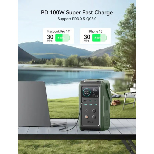 Повербанк JOYROOM PD100W 75000mAh c выдвижной подсветкой, зарядная станция 240Wh Оливковый (Ranger Green) Повербанк JOYROOM PD100W 75000mAh c выдвижной подсветкой, зарядная станция 240Wh Оливковый (Ranger Green)