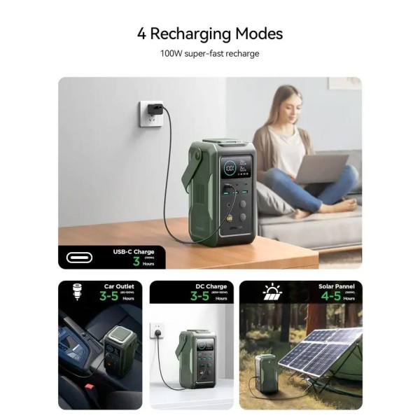 Повербанк JOYROOM PD100W 75000mAh c выдвижной подсветкой, зарядная станция 240Wh Оливковый (Ranger Green) Повербанк JOYROOM PD100W 75000mAh c выдвижной подсветкой, зарядная станция 240Wh Оливковый (Ranger Green)