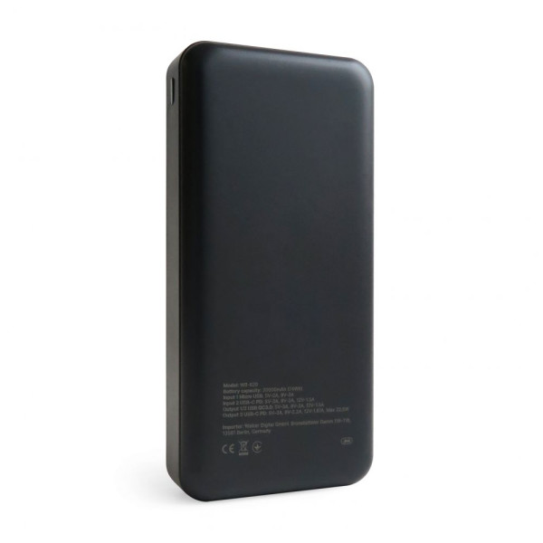 Повербанк (УМБ) зовнішній акумулятор WALKER WB-620 20000mAh Чорний (Black)