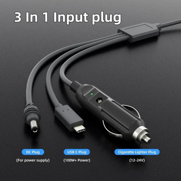 Універсальний кабель 3в1 (Type-C/DC/прикурювач) 5 м