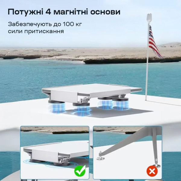 Кронштейн на магнитах E-NET SMM-02 White на крышу автомобиля для Starlink Mini Белый (White)