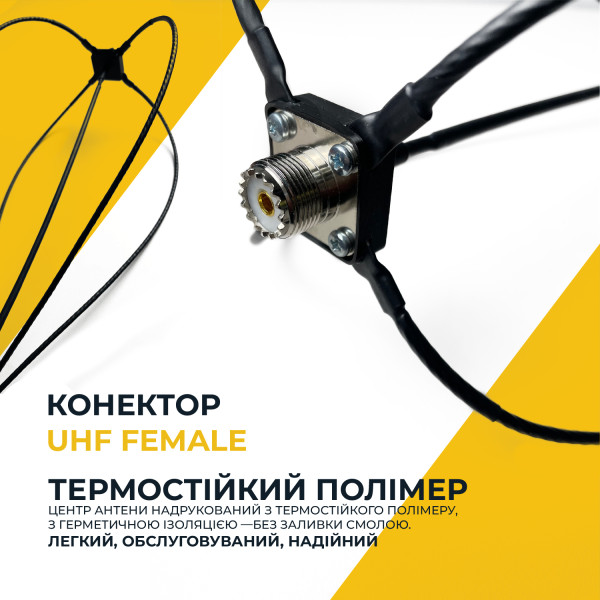 Антена ПАВУК з 10 м кабелю RG58 для Motorola R7, R7A Чорний (Black)