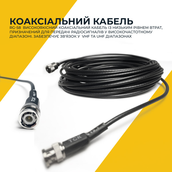 Антена ПАВУК з 10 м кабелю RG58 для Motorola R7, R7A Чорний (Black)