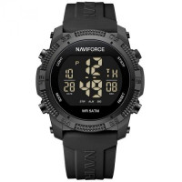 Чоловічий водостійкий тактичний годинник Naviforce Europe Чорний (Black)