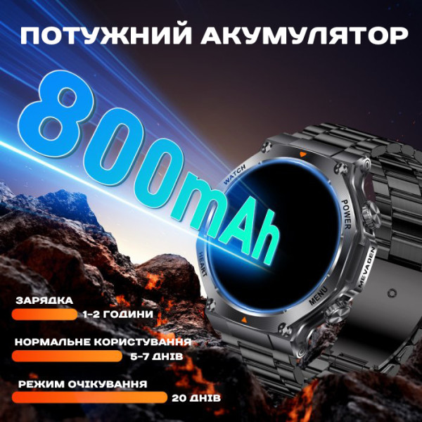 Розумний смарт годинник Smart Mevaden Ultra Steel (2 ремінці)