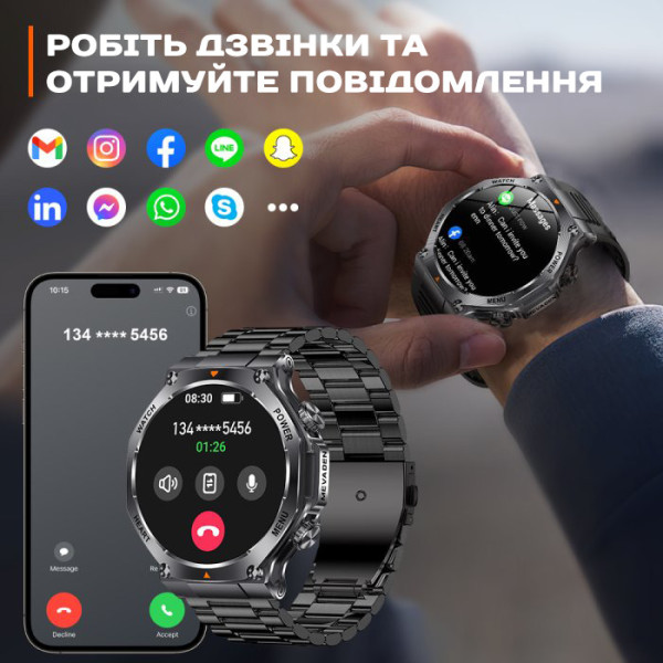 Розумний смарт годинник Smart Mevaden Ultra Steel (2 ремінці)