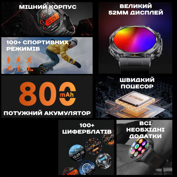 Розумний смарт годинник Smart Mevaden Ultra Steel (2 ремінці)