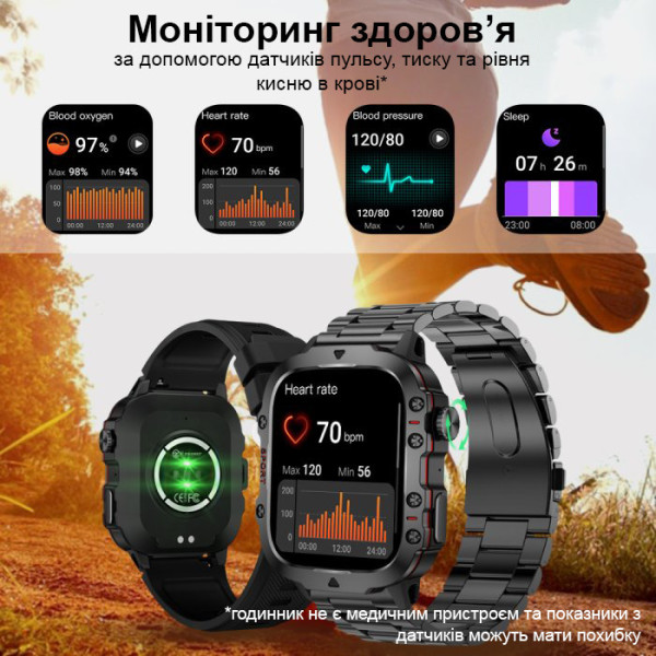 Розумний смарт годинник Smart Expert Nano Steel (2 ремінці)
