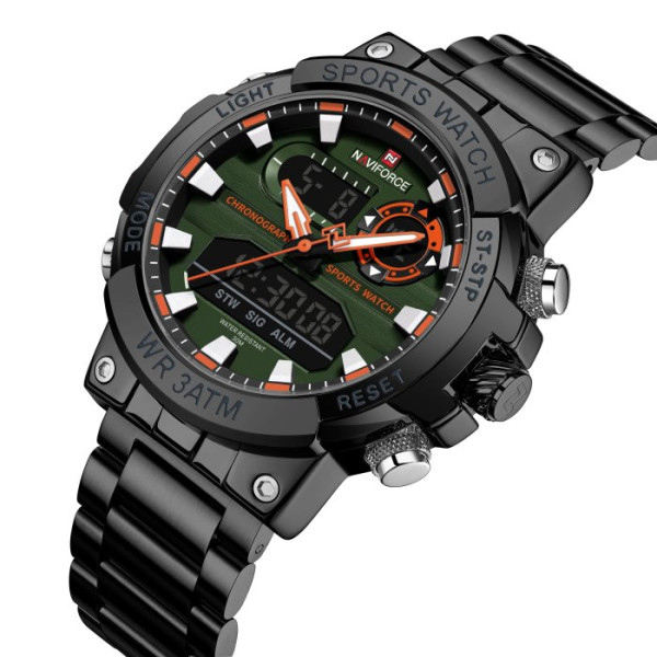 Чоловічий тактичний годинник Naviforce Brutal Чорний (Black)