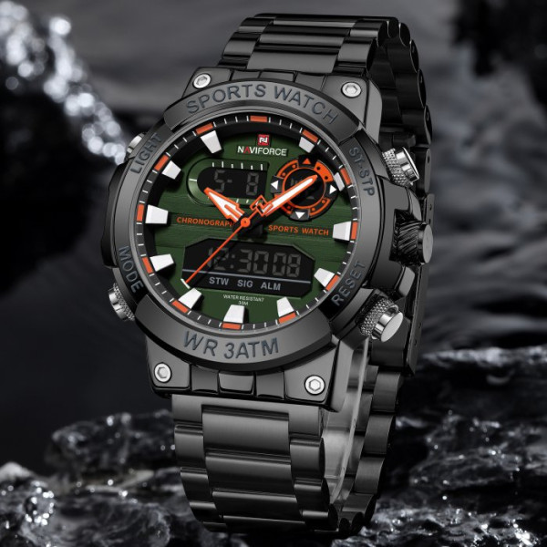 Чоловічий тактичний годинник Naviforce Brutal Чорний (Black)
