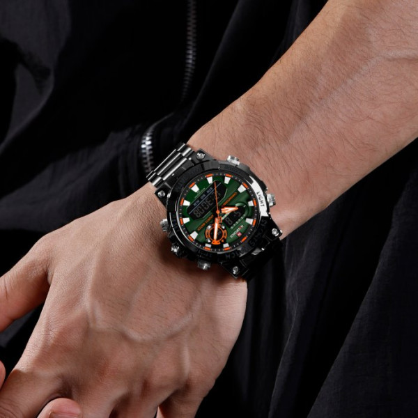 Чоловічий тактичний годинник Naviforce Brutal Чорний (Black)