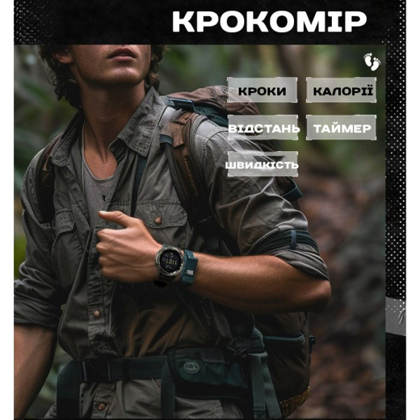 Мужские водостойкие тактические часы North Edge Nexus с компасом Черный (Black)