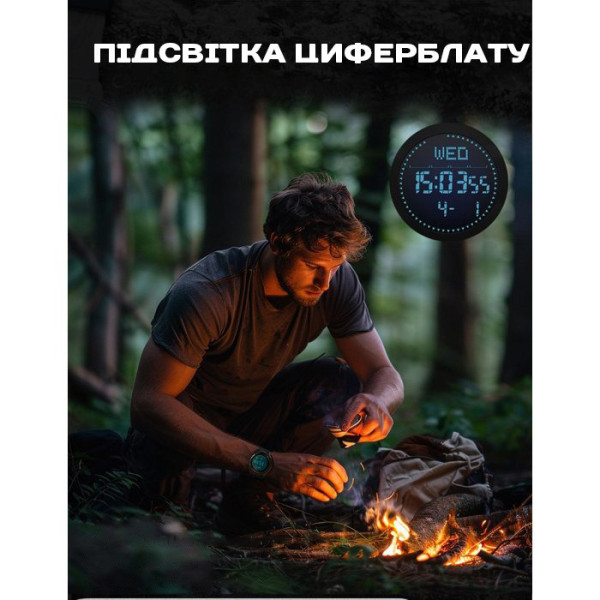 Мужские водостойкие тактические часы North Edge Nexus с компасом Черный (Black)