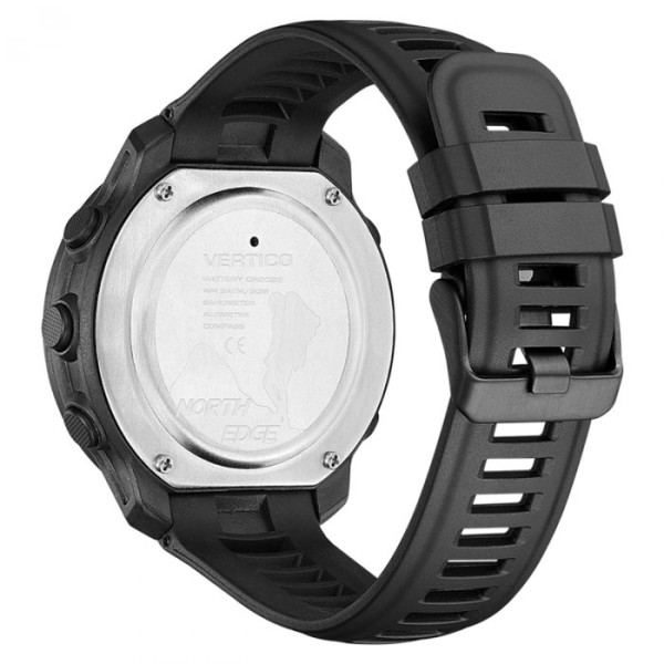 Чоловічий водостійкий тактичний годинник North Edge Vertico з компасом Чорний (Black)
