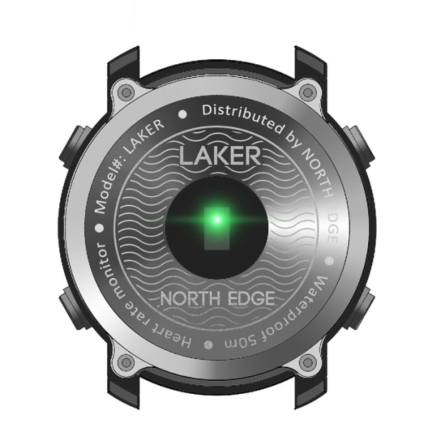 Чоловічий водостійкий тактичний годинник North Edge Laker 5BAR Чорний (Black)
