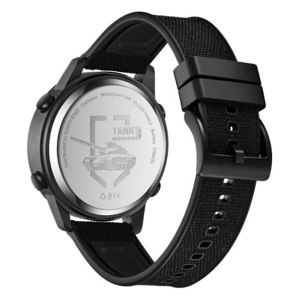 Мужские водостойкие тактические часы North Edge Tank3 5BAR с компасом Черный (Black)
