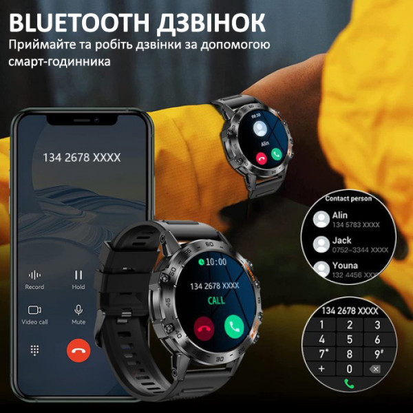 Умные смарт часы UWatch Smart Delta K52 (2 ремешка) Черный (Black)