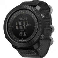 Чоловічий водостійкий тактичний годинник North Edge Apache 5BAR з компасом Чорний (Black)