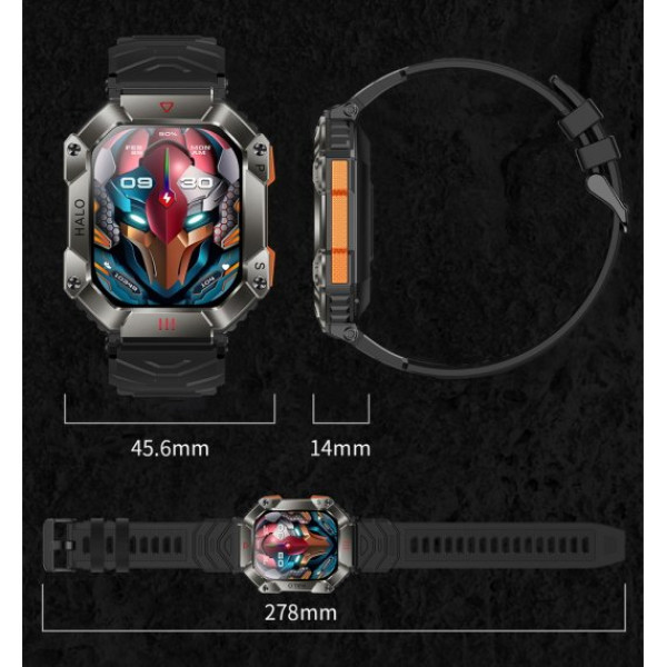 Розумний смарт годинник UWatch Smart Racer K+ Steel з компасом Чорний (Black)