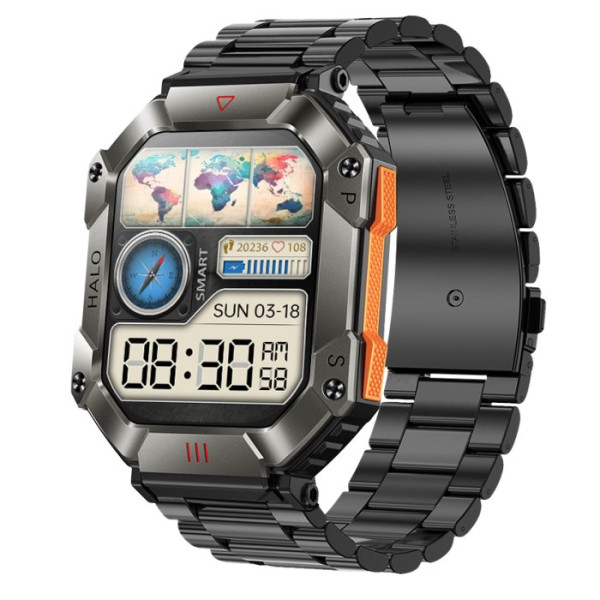Розумний смарт годинник UWatch Smart Racer K+ Steel з компасом Чорний (Black)
