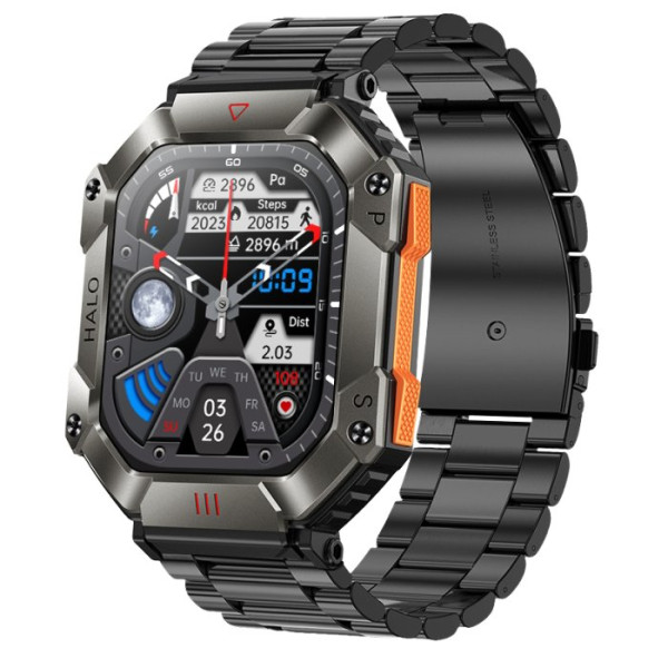 Розумний смарт годинник UWatch Smart Racer K+ Steel з компасом Чорний (Black)
