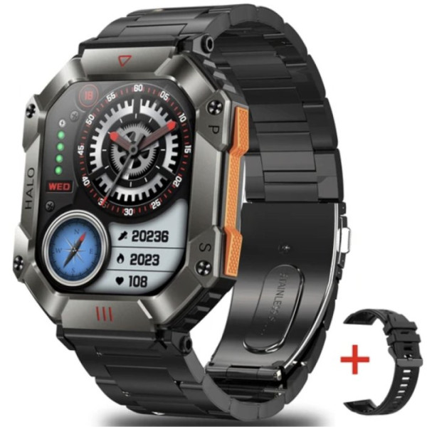 Розумний смарт годинник UWatch Smart Racer K+ Steel з компасом Чорний (Black)
