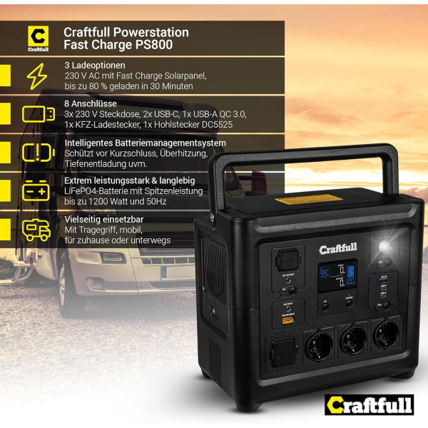 Портативна зарядна станція Craftfull PS800