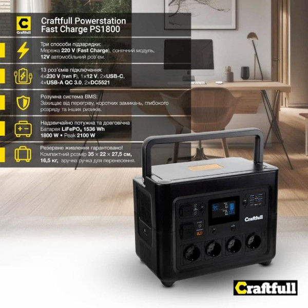 Зарядна станція Craftfull Powerstation Fast Charge PS1800