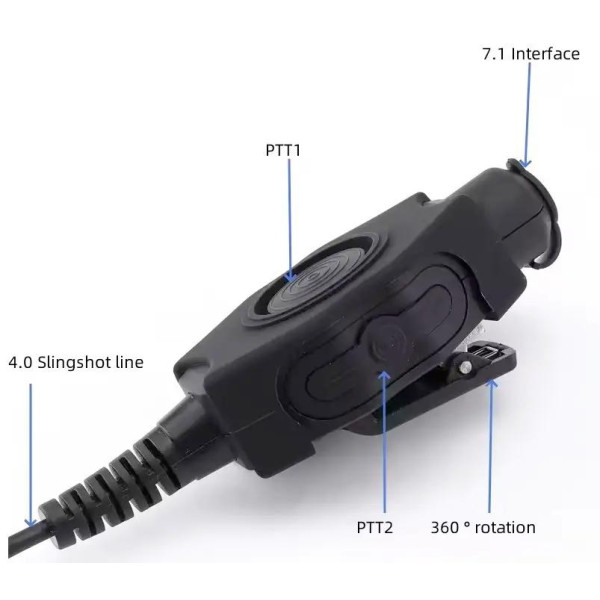 Водозахищена кнопка PTT (PushToTalk) для рацій Motorola до навушників Earmor, Peltor Чорний (Black)